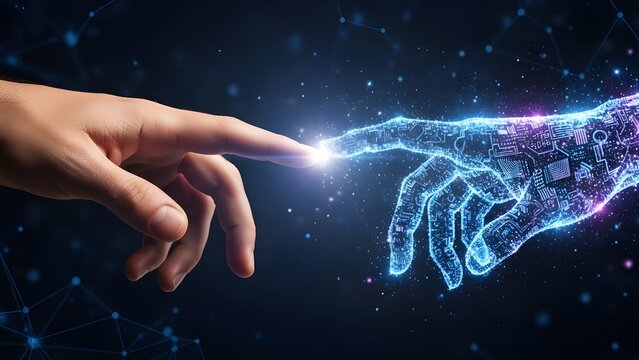 Future Connection – Human and Digital Hand Unity