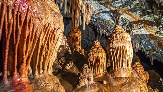 Exploring the Majestic Underground World of a Colorful Cave.