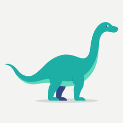 Cute teal dinosaur with long neck and tail © zohora