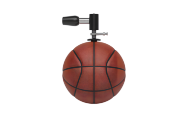 Basketball inflator needle attached to a basketball isolated on transparent background