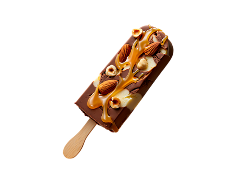 chocolate and nut ice cream on png background