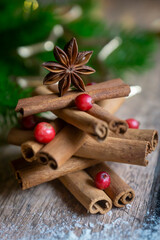 On the table there is New Year's tea 2026, coffee, gingerbread and pine cone cookies.