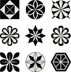 Elegant black and white abstract geometric pattern design set