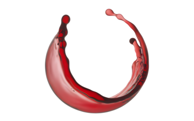 Red liquid splash forming a u shape isolated on transparent background