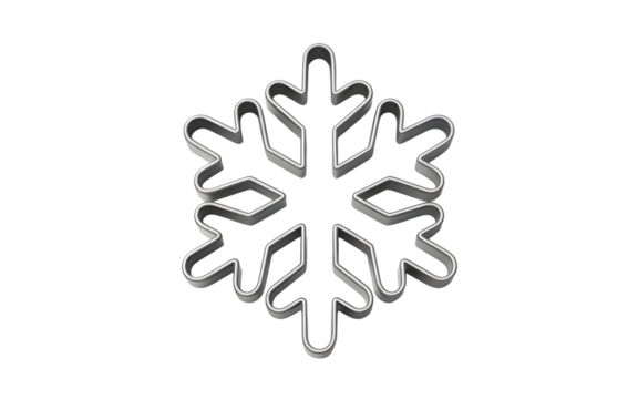 Metal snowflake cookie cutter isolated on transparent background