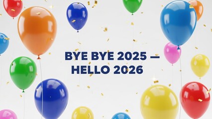 Celebrate 2026 with vibrant balloons and confetti for a festive new year