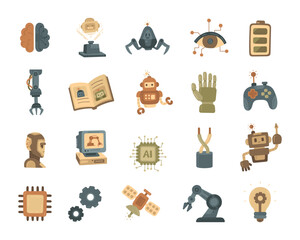 Technology set in scandinavian style for advanced ai mechanisms with circuits processor automation tool and innovative engineering concepts themed robotics communication devices for your projects
