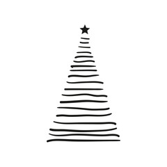 Minimalist Hand Drawn Christmas Tree Silhouette Vector Artwork For Winter Holiday Design