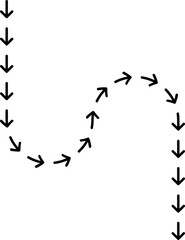 Traceable dotted arrow forming a trackable path defined by a smooth directional contour.