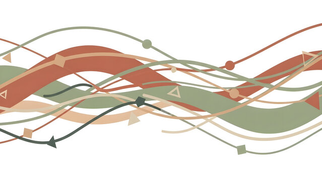 Abstract wavy pattern background with geometric shapes in muted tones, modern design element for banners, posters, or creative projects, minimalist composition