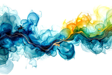 Colorful abstract design with flowing shapes and patterns created by blending multiple shades