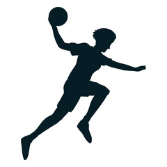 Jumping handball player man silhouette