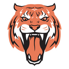 Tiger attack head hand drawn