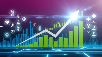 Medical graph with digital data showing growth, health care and scientific research concept - Powered by Adobe