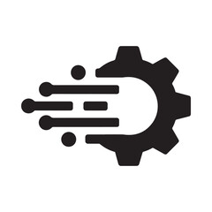 Gear Icon With Motion Speed Data Transmission Process
