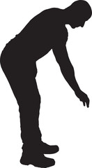 Fototapeta premium vector, silhouette of Side view of a man bending down to pick something up from the ground