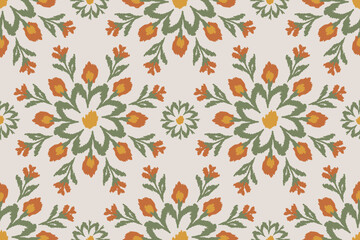 Vector damask seamless pattern background. Elegant luxury texture for wallpapers, backgrounds, and page fill.Motifs Ikat floral embroidery.ethnic oriental pattern traditional.geometric folklore © supachai