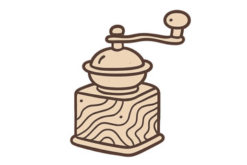 Topographic Coffee Grinder. Adorable doodle coffee grinder etched with a topographic map, gentle contour lines wrapping around its