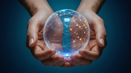 Global network held in hands