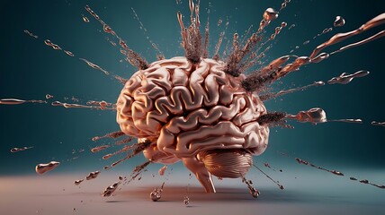 Exploding brain concept human mind power creativity intelligence
