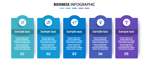 Business infographics number options template with 5 steps	
