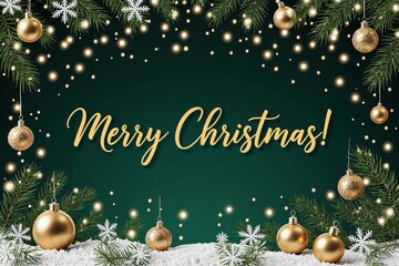 Emerald Green and Gold Merry Christmas Decoration Background