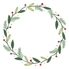 Obraz premium Christmas wreath decoration illustration