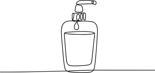 Mouthwash in one continuous line. One line drawing, minimalism. Vector illustration, outline simple style. one line Icon drawing