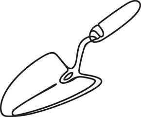one line art Garden Trowel tool vector illustration. line art, one continuous line, simple, hand drawn and sketch style. one line Icon drawing