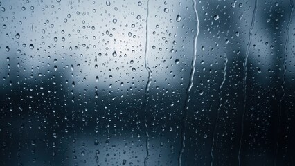 Obraz premium Raindrops on the window. Blue tone