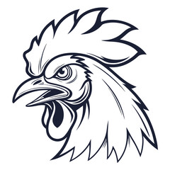 Obraz premium Aggressive Rooster Head Illustration with Open Beak chicken bird