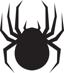 Spider silhouettes vector icon. Scary spider species and poses. Creepy arachnid icon for Halloween design. Black insect illustration isolated on transparent background.