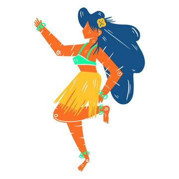 Hawaiian female dancer hula illustration