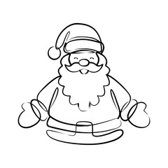 Minimalist One Line Art Continuous Drawing of Santa Claus