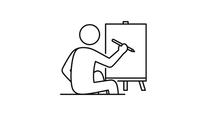 Artist painting on a canvas icon drawing easel