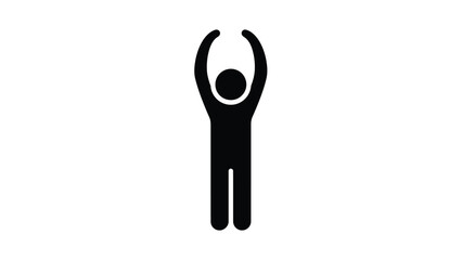 Black Silhouette Icon Of A Person With Arms Raised Keywords: icon, silhouette, person, man
