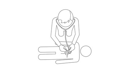 Doctor Listening To Heartbeat With Stethoscope And EKG Line