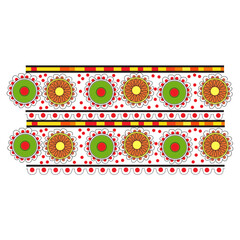 Vibrant floral and dot pattern border, decorative vector art.