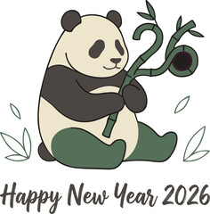Panda Mascot Happy New Year 2026