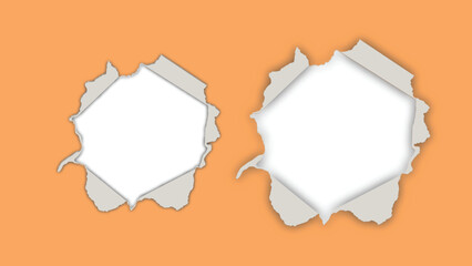 Torn paper with hole and rough edges