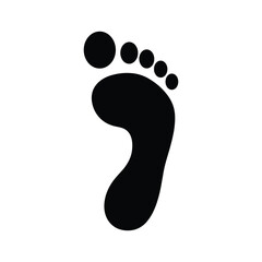 Black footprint outline with five toes on white background vector
