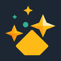 Abstract geometric shapes and stars on dark background