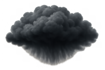Thunderstorm cumulonimbus cloud bringing heavy rain on transparent background representing bad weather and climate change