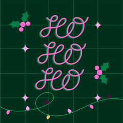 Ho Ho Ho Christmas illustration with festive elements