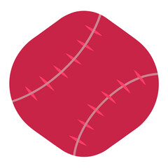 Simple red baseball icon with pink stitching