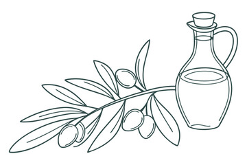 Elegant Line Drawing of Olive Oil Bottle Healthy Cooking Concept Minimalist Artwork