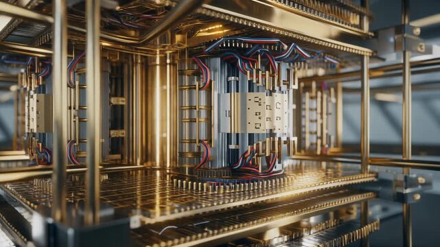 Innovative Quantum Computer Technology with Complex Wiring and Gold Components