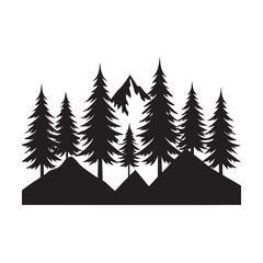 Obraz premium Highland Mountain Tree Line Silhouette Landscape