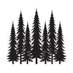 Obraz premium Pine Forest Edge Line Silhouette Landscape