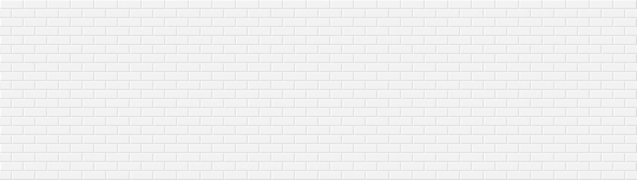 Subway tile seamless pattern. Vector abstract background with geometric shapes. White ceramic tile for kitchen or bathroom. Realistic white wall brick texture in the Parisian metro.
